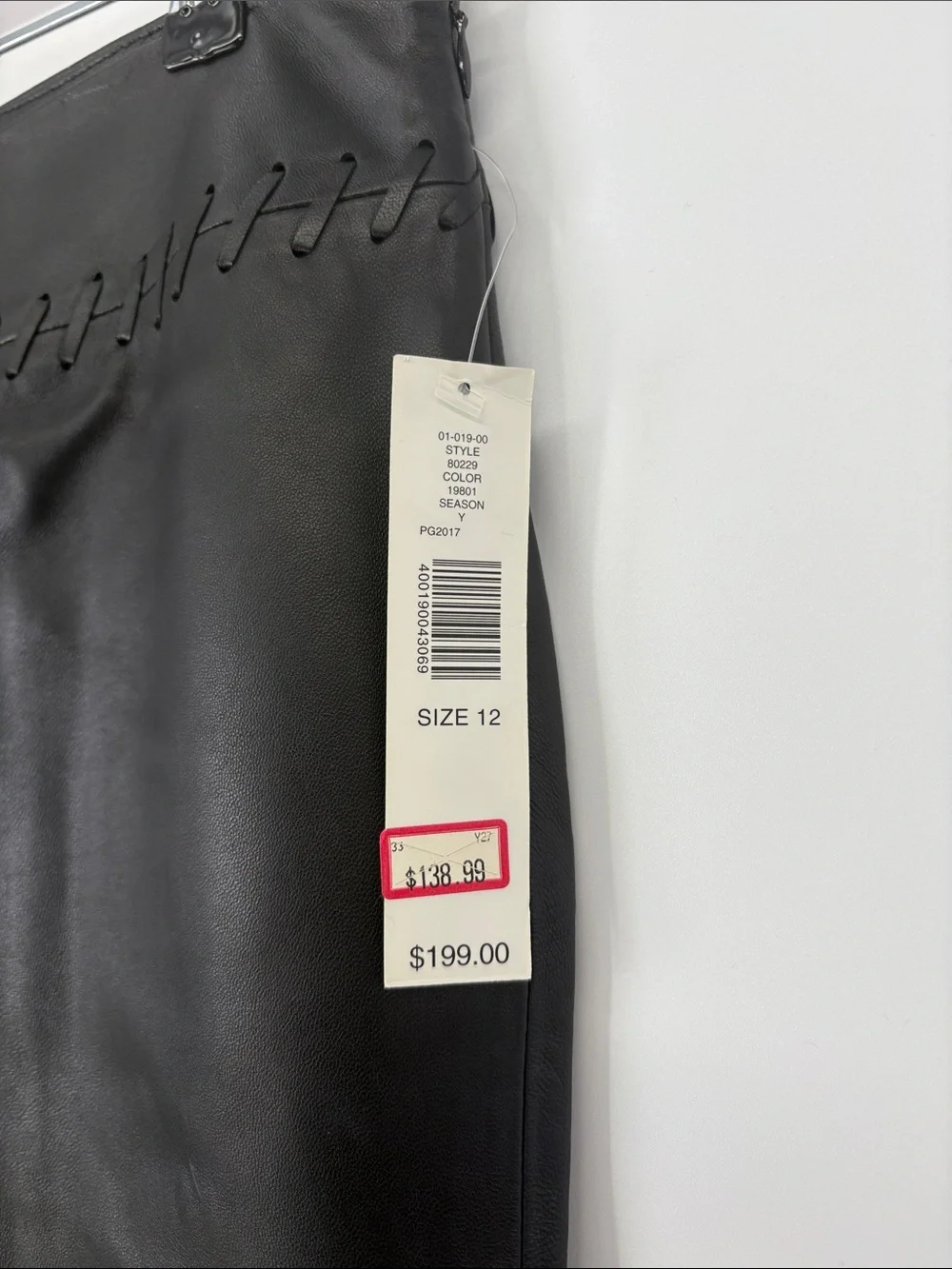 🪥 nwt be Leather Wide-Leg Jeans with Decorative Waist whip Stitching